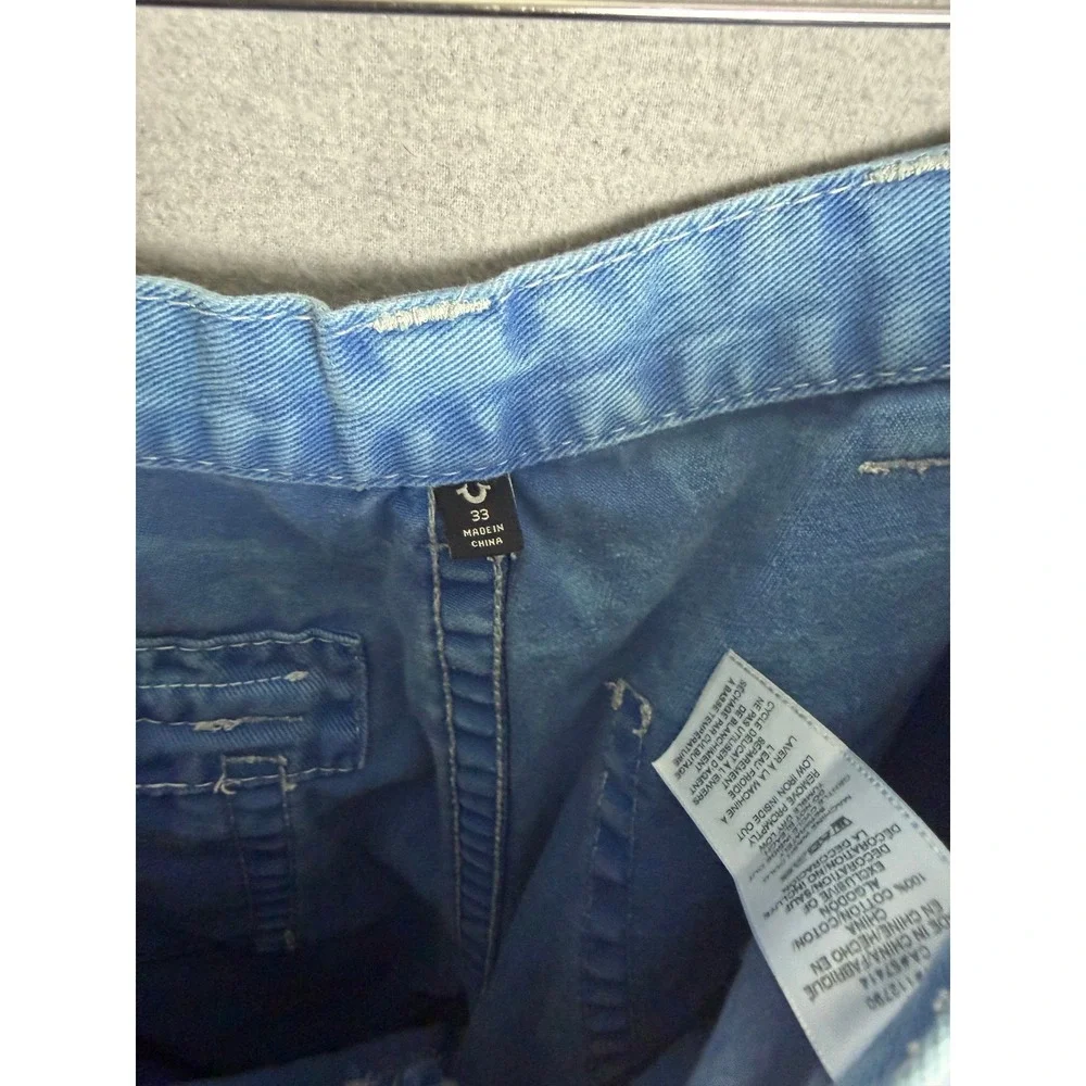 True Religion Baggy Y2K Cargo Jeans Light Wash Wide Leg Denim Mens 34x31